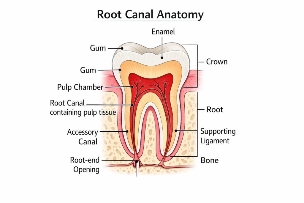 Tooth Anatomy with root cancel details