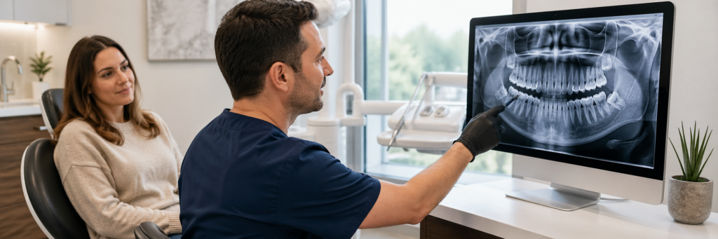 Dentist Reviewing Dental X-Ray in Brooklyn