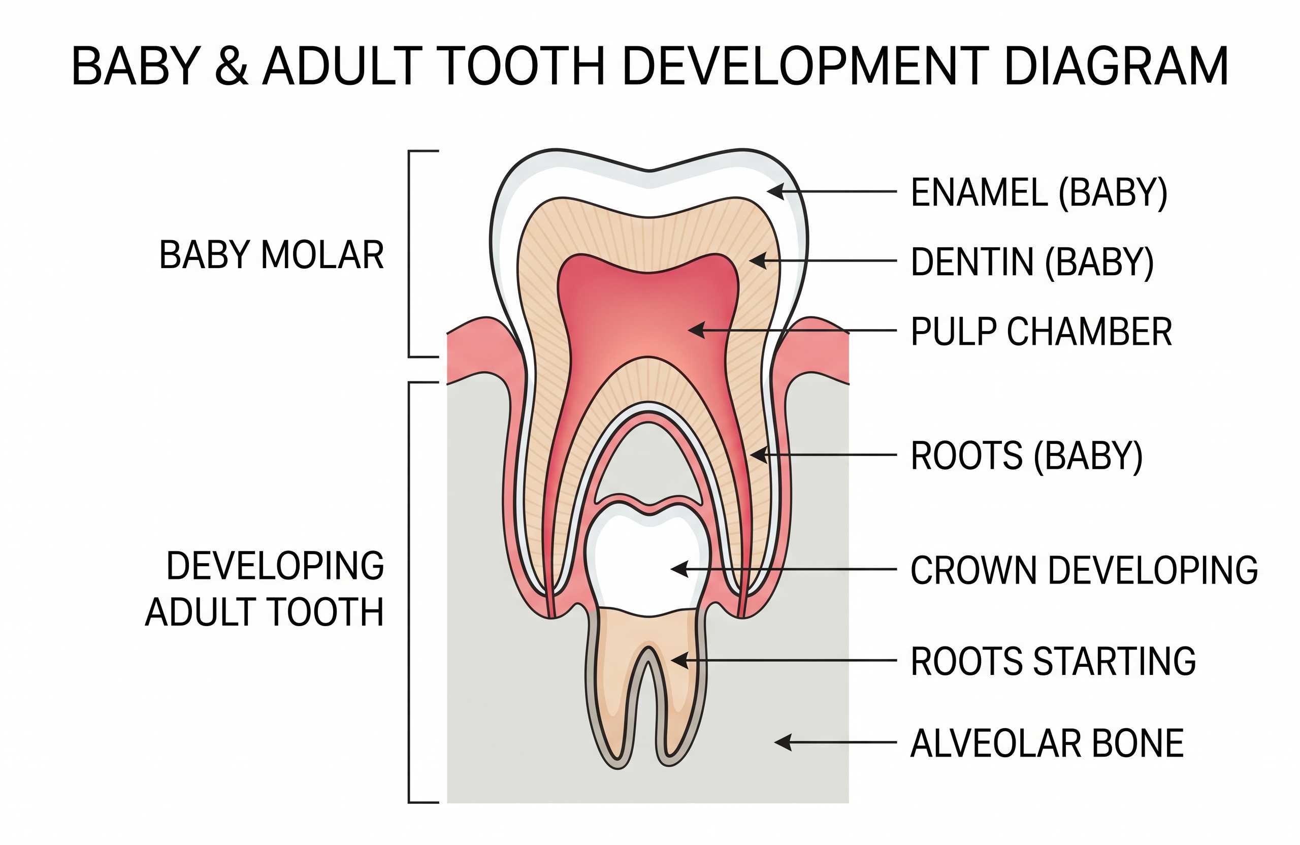 Baby Tooth & Adult Tooth Diagram