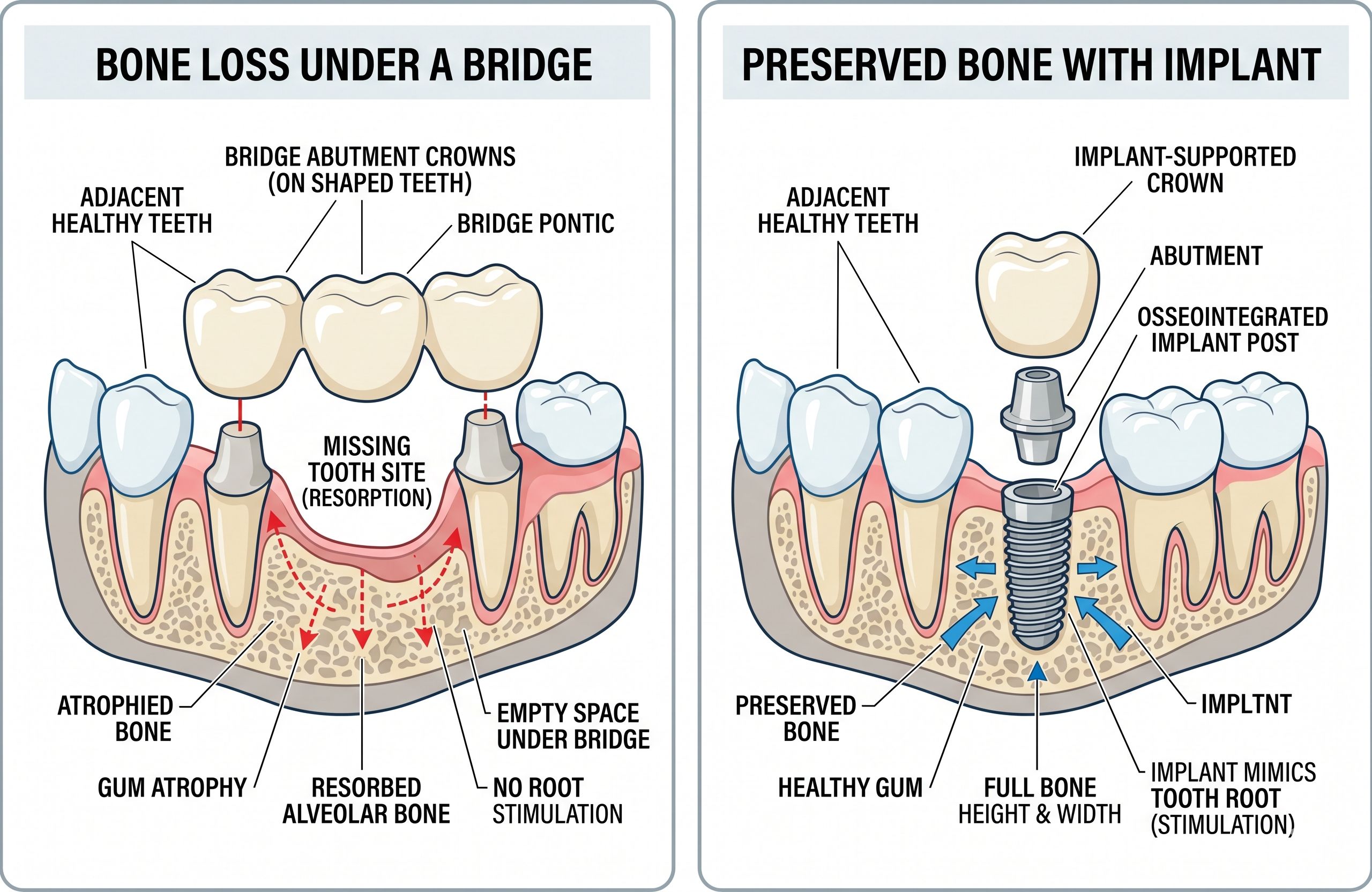 Bone Loss vs Preservation Diagram