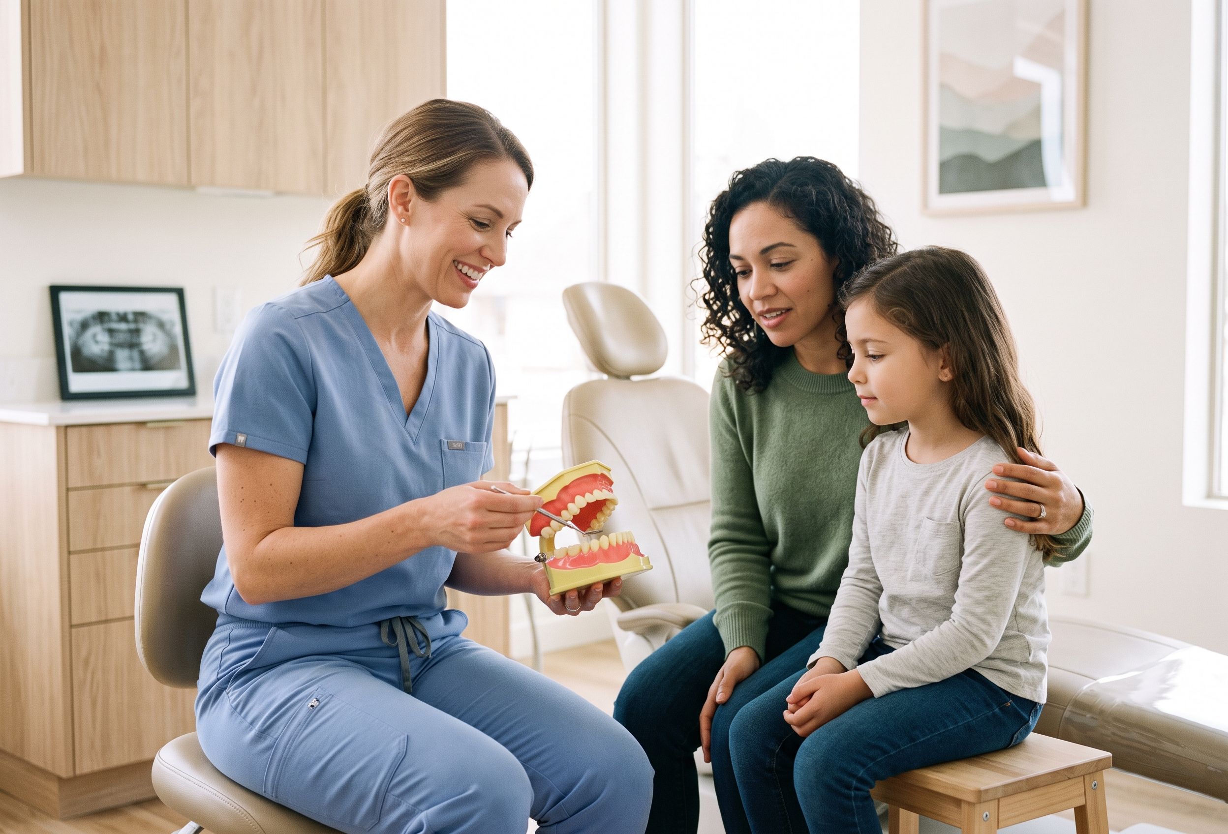 Dentist Explaining Sealants to Parent