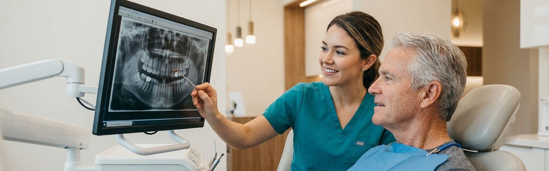 Dentist Reviewing X-Ray with Patient