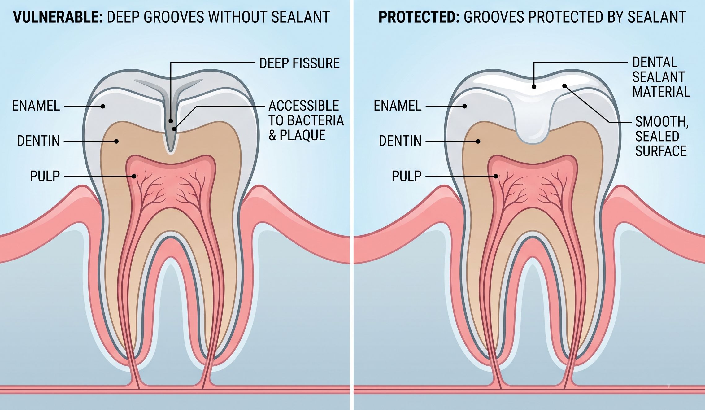 Molar Groove + Sealant Diagram