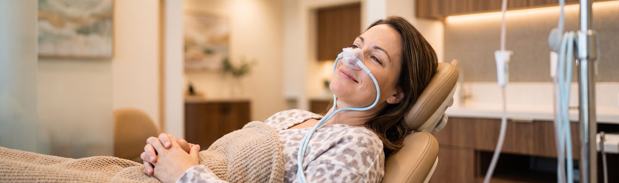 Patient with Nitrous Oxide Nose Mask Photo