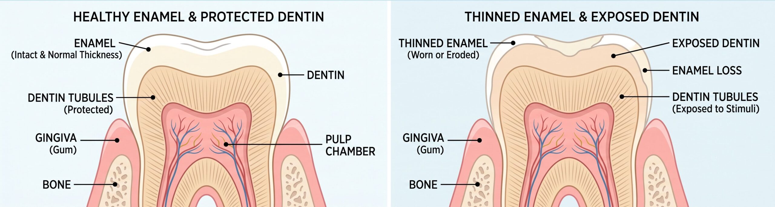 Enamel & Dentin Cross-Section Diagram
