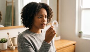 Person Holding Clear Retainer