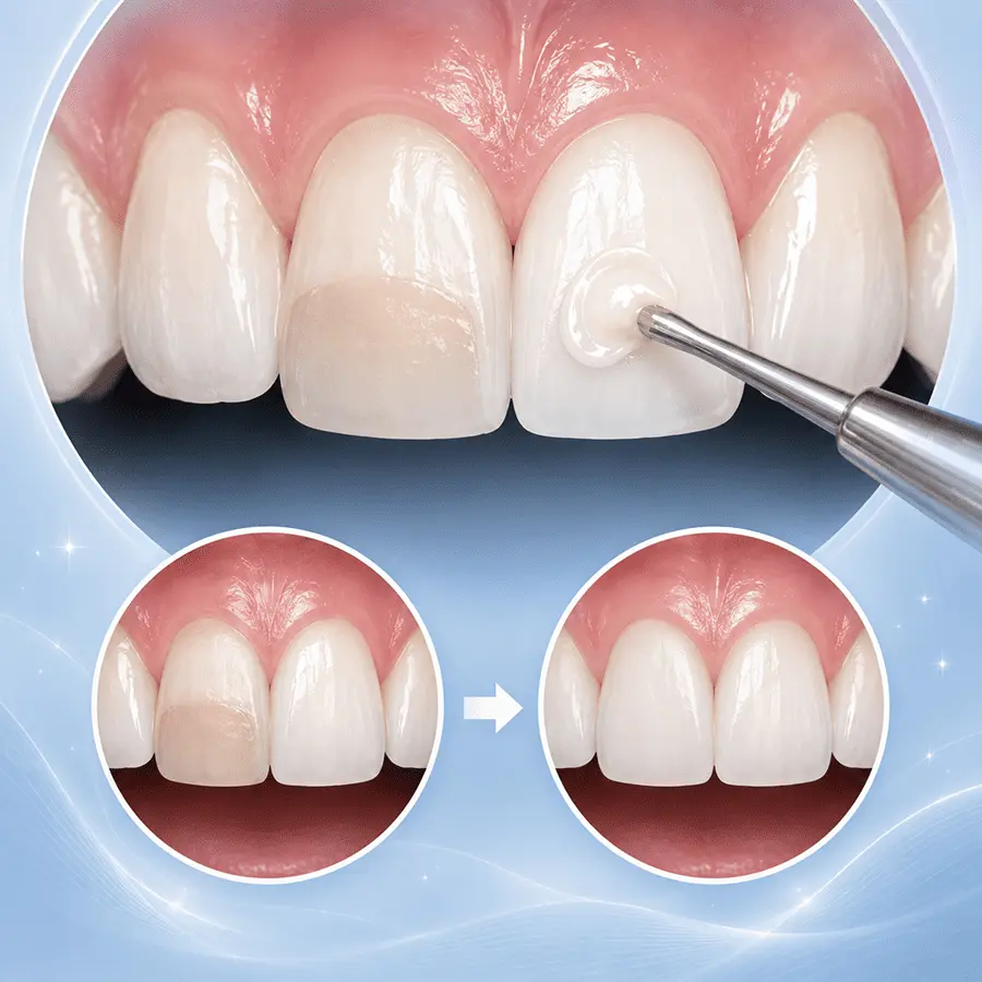 Dental bonding used to replace mismatched teeth restoration