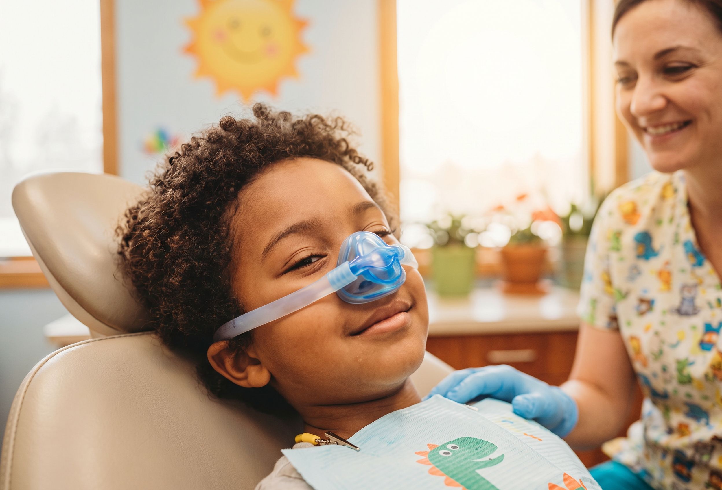 Child with Nose Mask — Calm, Relaxed