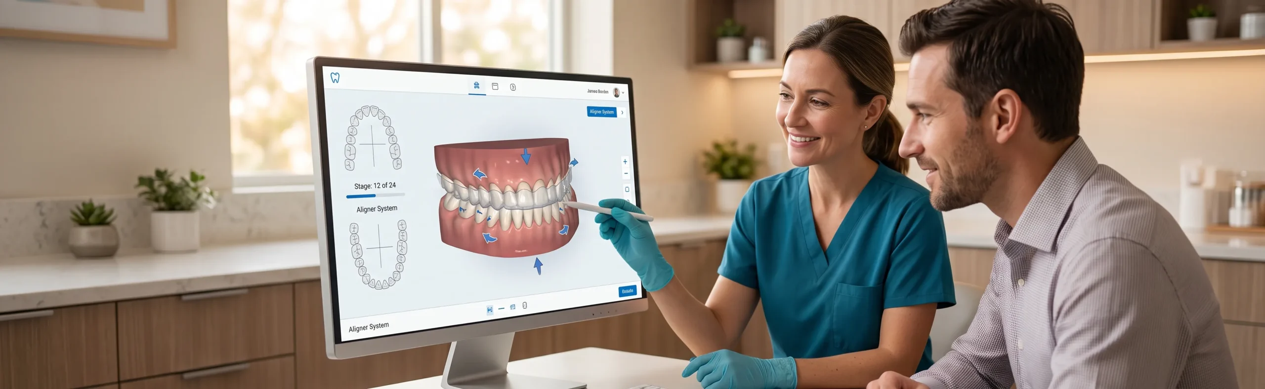 Dentist Reviewing 3D Scan Aligner Model