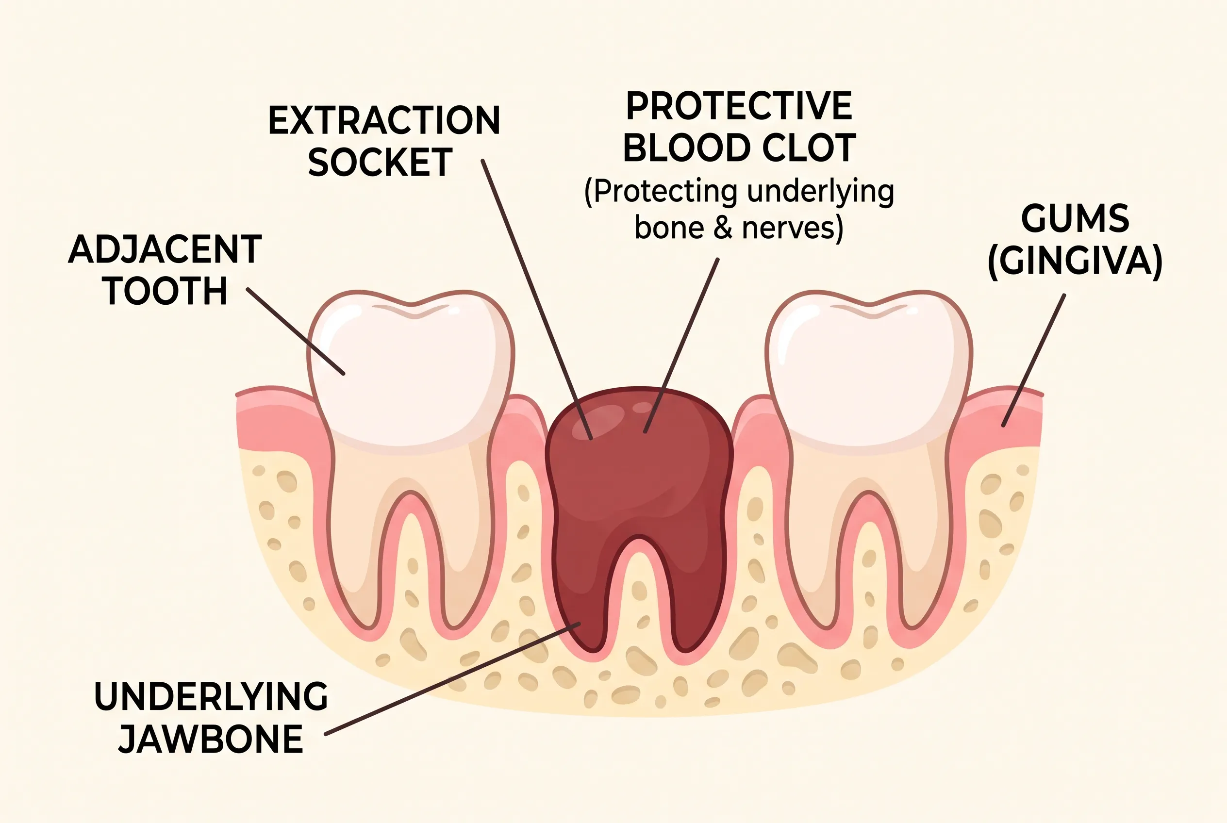 Extraction Socket Cross-Section — Clot in Place