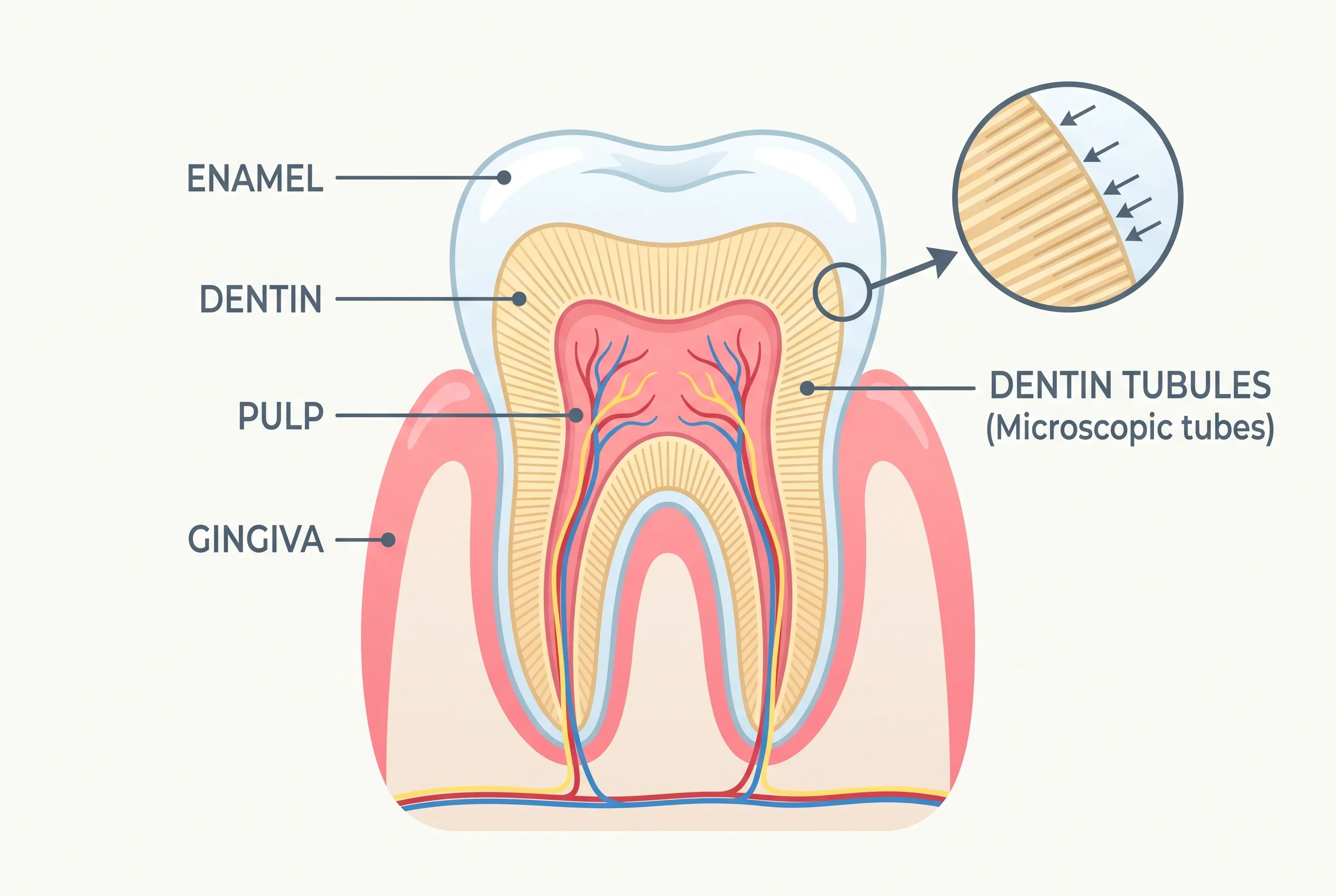 Tooth Cross-Section — Enamel, Dentin, Pulp